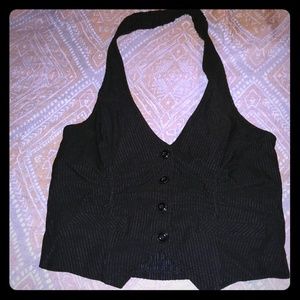 Striped black vest top